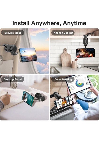 360 Dönebilen Araç Içi Telefon Tutucu Kıskaçlı Magsafe Destekli Masa Üstü Uzayabilen Sıkıştırmalı