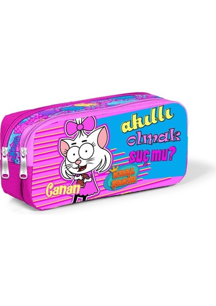 Kral Şakir Pembe Iki Bölmeli Kalem Çantası