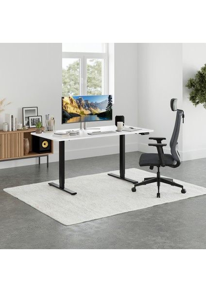 Uprise Yükseklik Ayarlı Masa | Çift Motorlu | Güçlü-Dengeli-Stabil 180 Cm (Lak Beyaz)