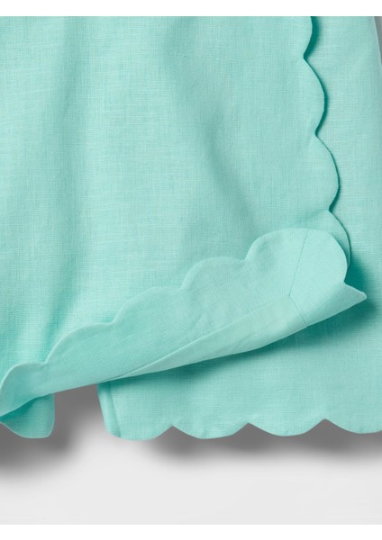 Kız Çocuk Yeşil Keten Pamuk Karışımlı Şort fiyatları