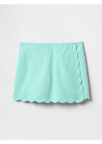Kız Çocuk Yeşil Keten Pamuk Karışımlı Şort fırsatları