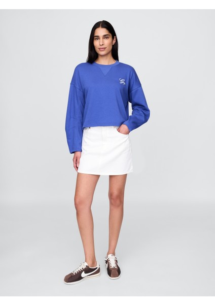Kadın Mavi Vintagesoft Oversized Gap Logo Sweatshirt