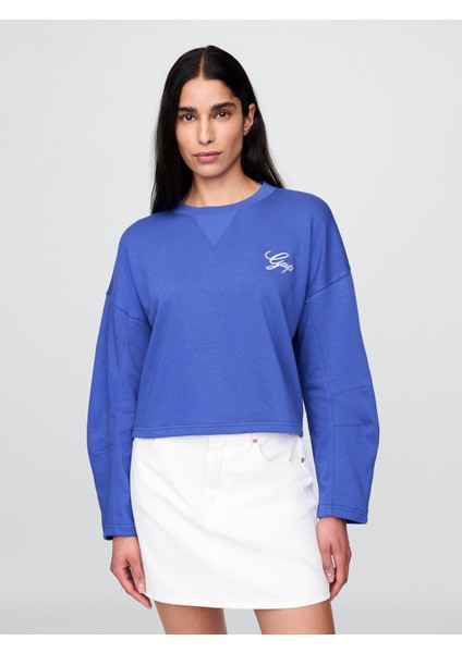 Kadın Mavi Vintagesoft Oversized Gap Logo Sweatshirt