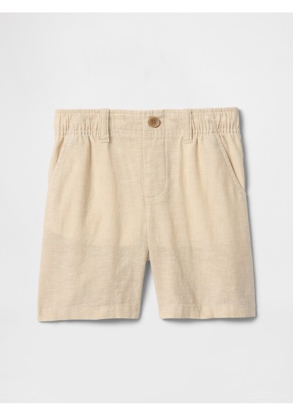 Erkek Bebek Bej Keten Pamuk Karışımlı Şort modelleri