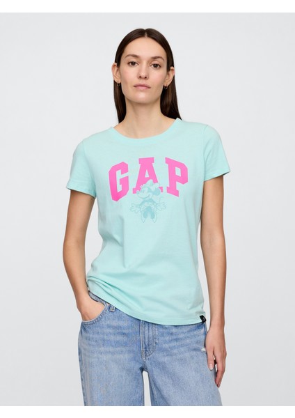 Kadın Yeşil Disney Minnie Mouse Gap Logo T-Shirt