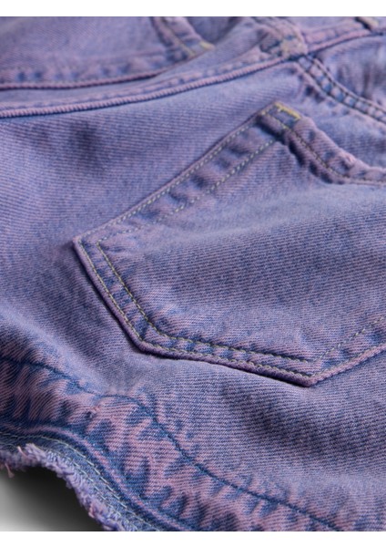 Kız Çocuk Mor Kids Low Rise Stride Denim Şortlar