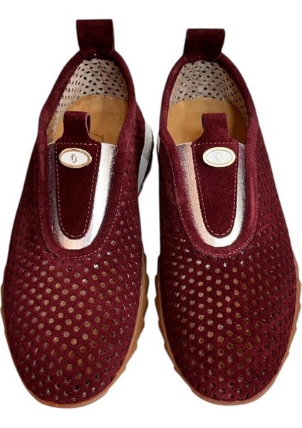 Bordo Hakiki Deri Süet Delikli Comfort Taban Spor Ayakkabı fiyatları