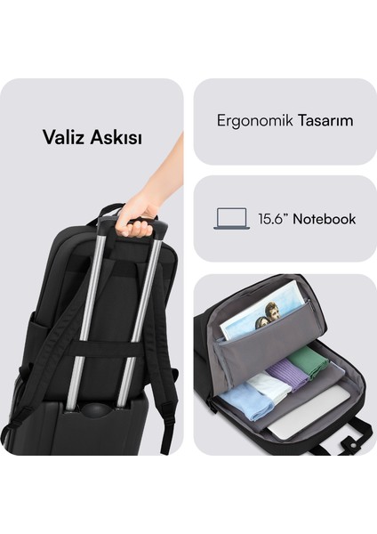 MCE-1521 15.6" Nova Eco Notebook Sırt Çantası Siyah