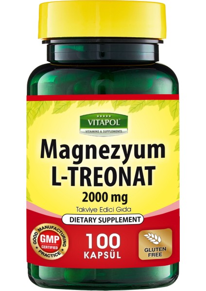 Magnezyum L-Treonat 2000 mg 100 Vegan Kapsül