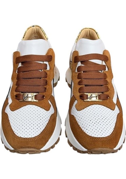 Beyaz Hakiki Deri Taba Garnili Comfort Taban Bağcıklı Sneaker fiyatları