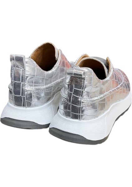 Lame Hakiki Deri Krokodil Desen Comfort Taban Sneaker modelleri