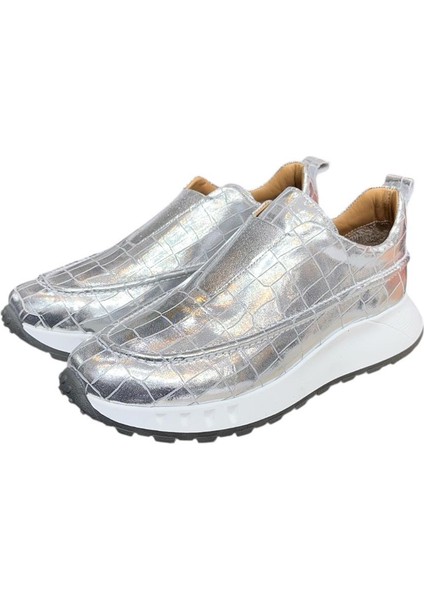 Lame Hakiki Deri Krokodil Desen Comfort Taban Sneaker fırsatları