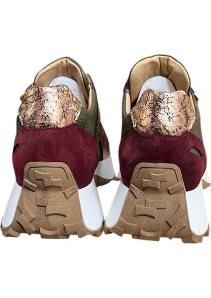 Yeşil Hakiki Deri Bordo Garnili Comfort Taban Bağcıklı Sneaker modelleri