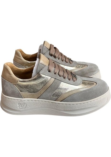 Gold Hakiki Deri Süet Comfort Taban Bağcıklı Sneaker