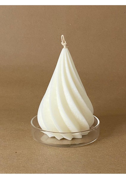 Dekoratif Spiral Beyaz Vanilya Kokulu Soya Mumu