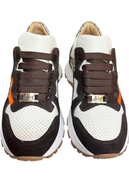 Krem Hakiki Deri Kahve Garnili Comfort Taban Bağcıklı Sneaker fiyatları