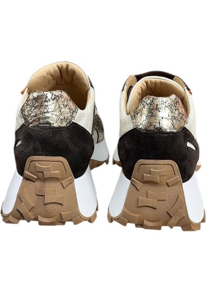 Krem Hakiki Deri Kahve Garnili Comfort Taban Bağcıklı Sneaker modelleri