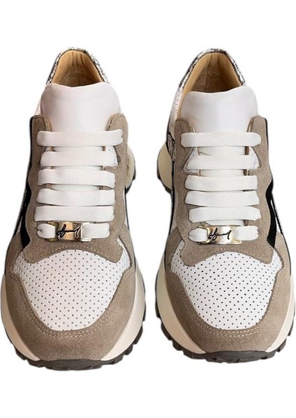 Beyaz Hakiki Deri Vizon Garnili Comfort Taban Bağcıklı Sneaker fiyatları