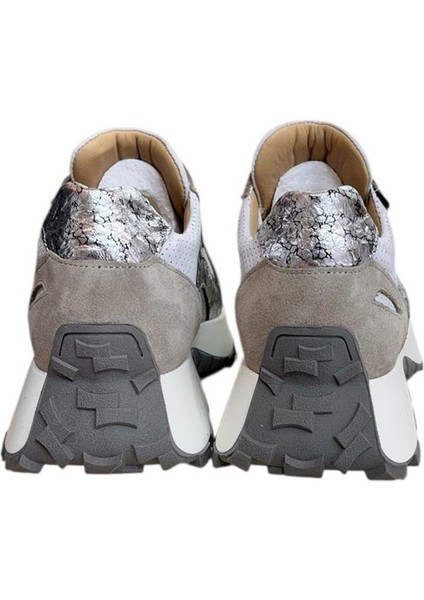 Beyaz Hakiki Deri Vizon Garnili Comfort Taban Bağcıklı Sneaker modelleri