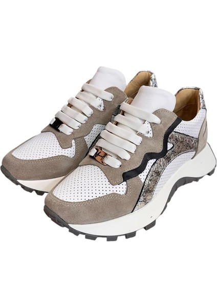 Beyaz Hakiki Deri Vizon Garnili Comfort Taban Bağcıklı Sneaker fırsatları
