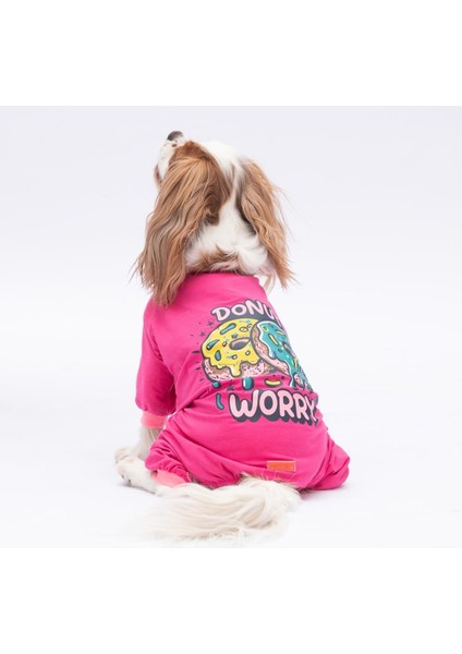 Donut Worry Kedi Köpek Pijaması - Kedi Köpek Tulumu - Kedi Köpek Kıyafeti