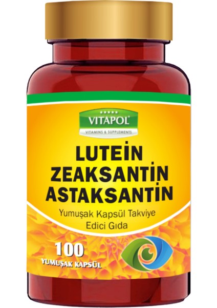 Lutein 15 Mg Astaxanthin (Astaksantin) Zeaksantin 100 Yumuşak Kapsül