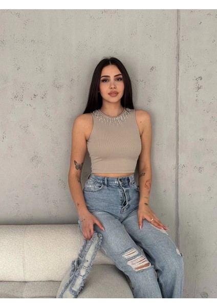 Fitilli Kaşkorse Yakası Zincirli Atlet Vizon fiyatları