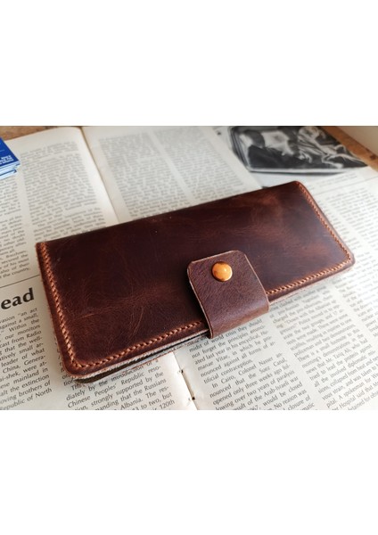 Kesimden Dikime Tamamen El Emeği Deri Cüzdan 12 Kart 2 Banknot Alanı (19.4cm*8,5cm) Pln1