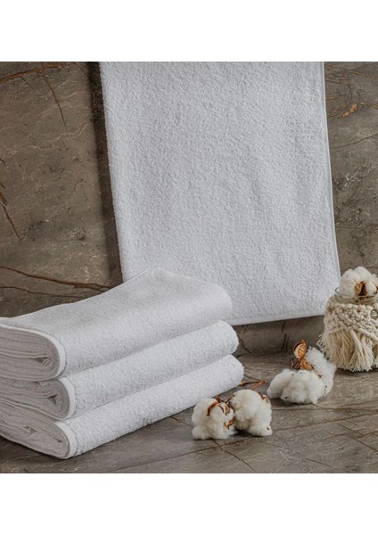 Beyaz Banyo Havlusu 10 Adet 70X140 cm 400 Gram Otel Havlusu %100 Pamuk