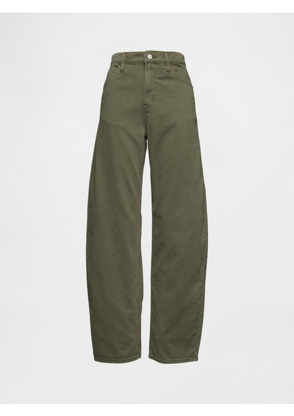 Kadın Haki High Rise Barrel Jean Pantolon modelleri