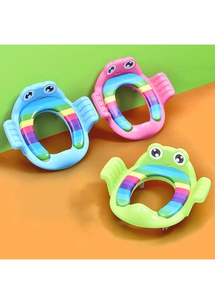 Kurbağa Model Çocuk-Bebek Yanlardan Tutmalı Yumuşak Süngerli Klozet Kapağı Adaptörü Pembe ( Lisinya )