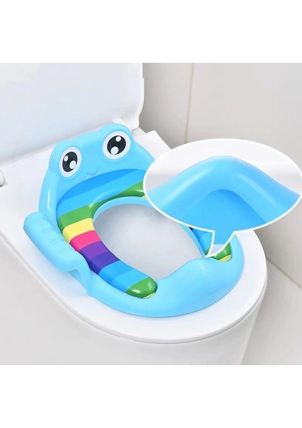Kurbağa Model Çocuk-Bebek Yanlardan Tutmalı Yumuşak Süngerli Klozet Kapağı Adaptörü Pembe ( Lisinya )