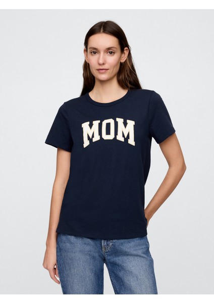 Kadın Lacivert Bisiklet Yaka T-Shirt