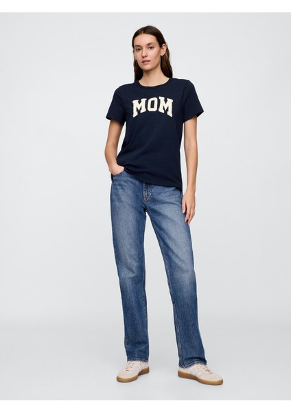Kadın Lacivert Bisiklet Yaka T-Shirt