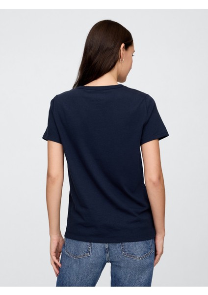 Kadın Lacivert Bisiklet Yaka T-Shirt