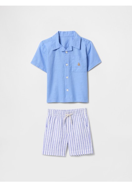 Erkek Bebek Mavi Brannan Bear Kısa Kollu Gömlek fırsatları