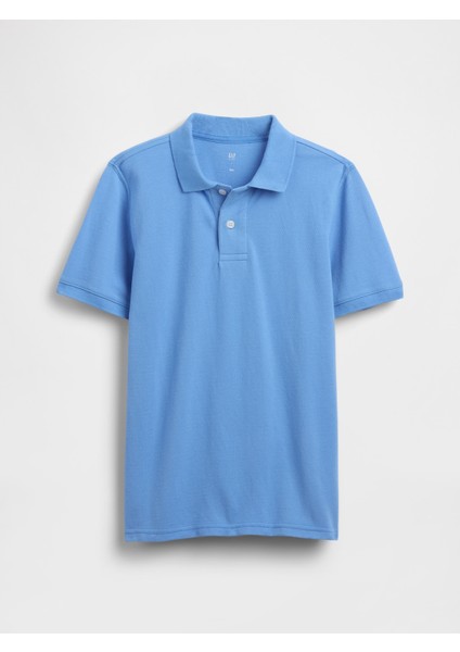 Erkek Çocuk Mavi Pique Polo T-Shirt