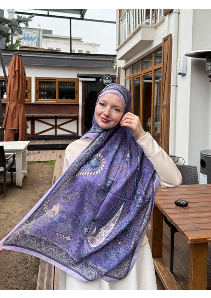 Modal Soft Serisi Etnik Desen Şal Lila