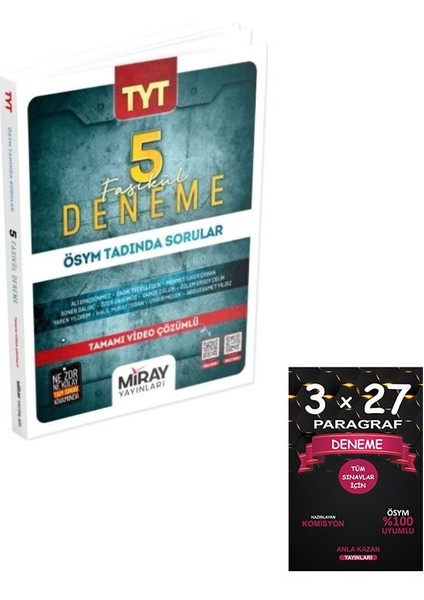 Miray Yayınları Tyt 5 Deneme+Anlakazan Paragraf