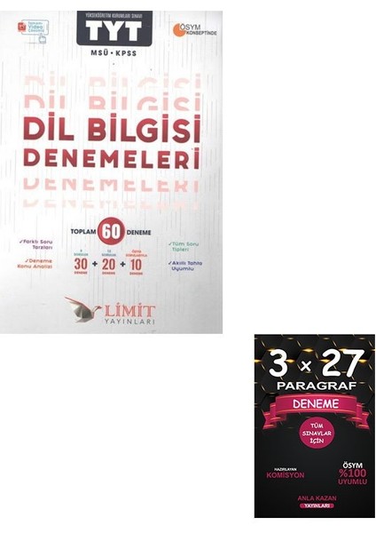 Limit Yayınları Tyt Dil Bilgisi 60 Deneme+Anlakazan Paragraf