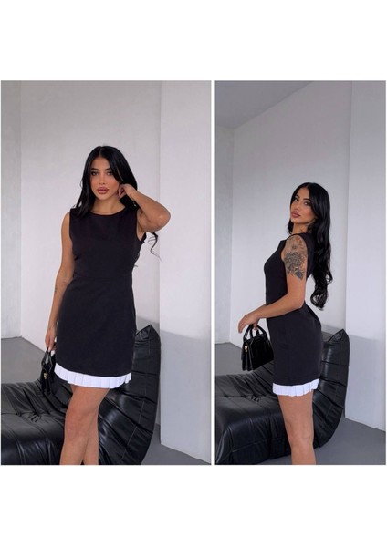 Pile Detaylı Mini Elbise