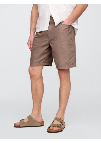 Erkek Kahverengi Keten Şort indirimleri