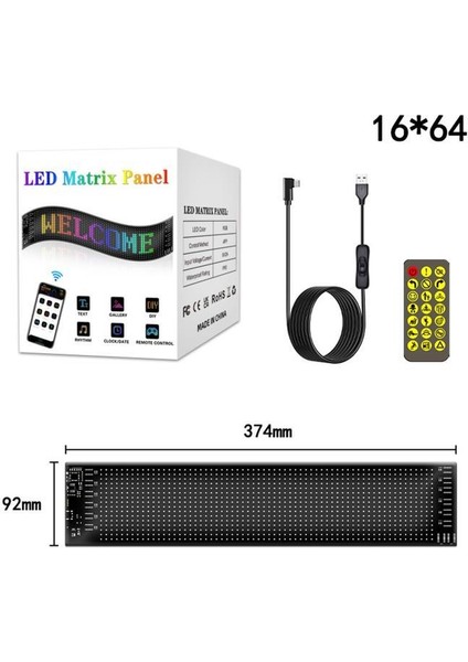 RP937 LED Matrix Panel 16X64CM Telefon Kontrollü Kayar LED Animasyon Aydınlatma