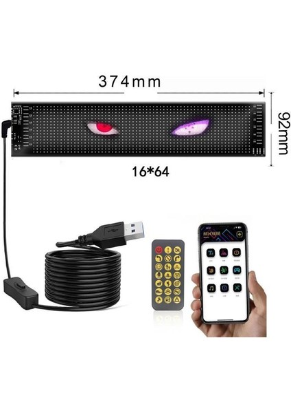 RP937 LED Matrix Panel 16X64CM Telefon Kontrollü Kayar LED Animasyon Aydınlatma