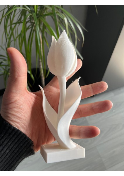 Beyaz Lale Dekoratif Biblo Yapay Lale Çiçek Dekoratif Obje 18 cm modelleri