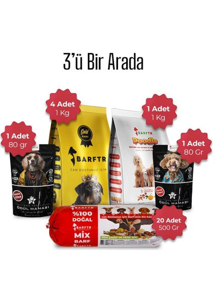 3'ü 1 Arada 20 Adet Mix Barf Salam Paket, 4 Adet Gold Barf, 1 Adet 3 Katlı Barf