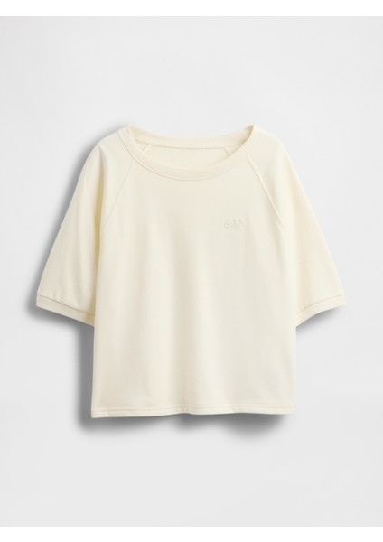 Kadın Bej Gap Logo Fransız Havlu Kumaşı T-Shirt