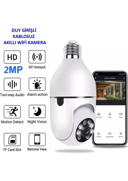 Duy Girişli 360 Dönen Wifi Kamera