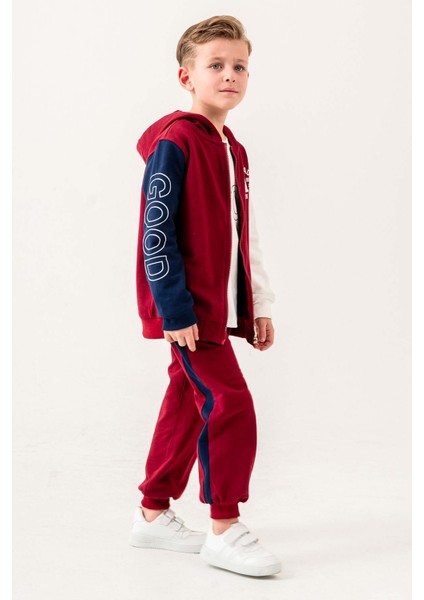 Kapüşonlu %100 Pamuk 3 Parça Erkek Çocuk Eşofman Takımı modelleri