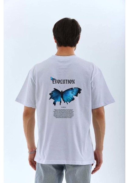 Bisiklet Yaka Baskılı Oversize T-Shirt - Beyaz fiyatları
